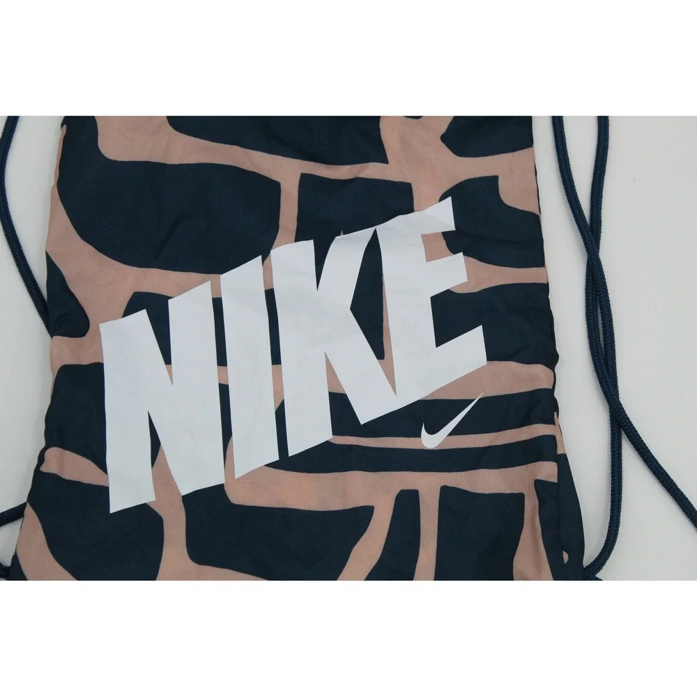 Nike Drawstring Gym Bag Navy Blue Peach Abstract Print Gym Sackpack Logo Unisex